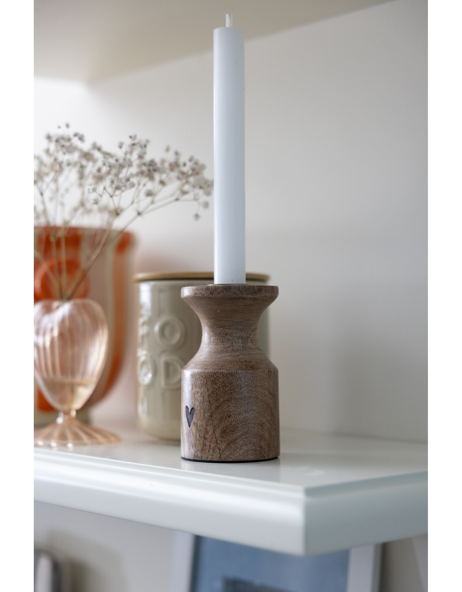 Kandelaar hout hartje
