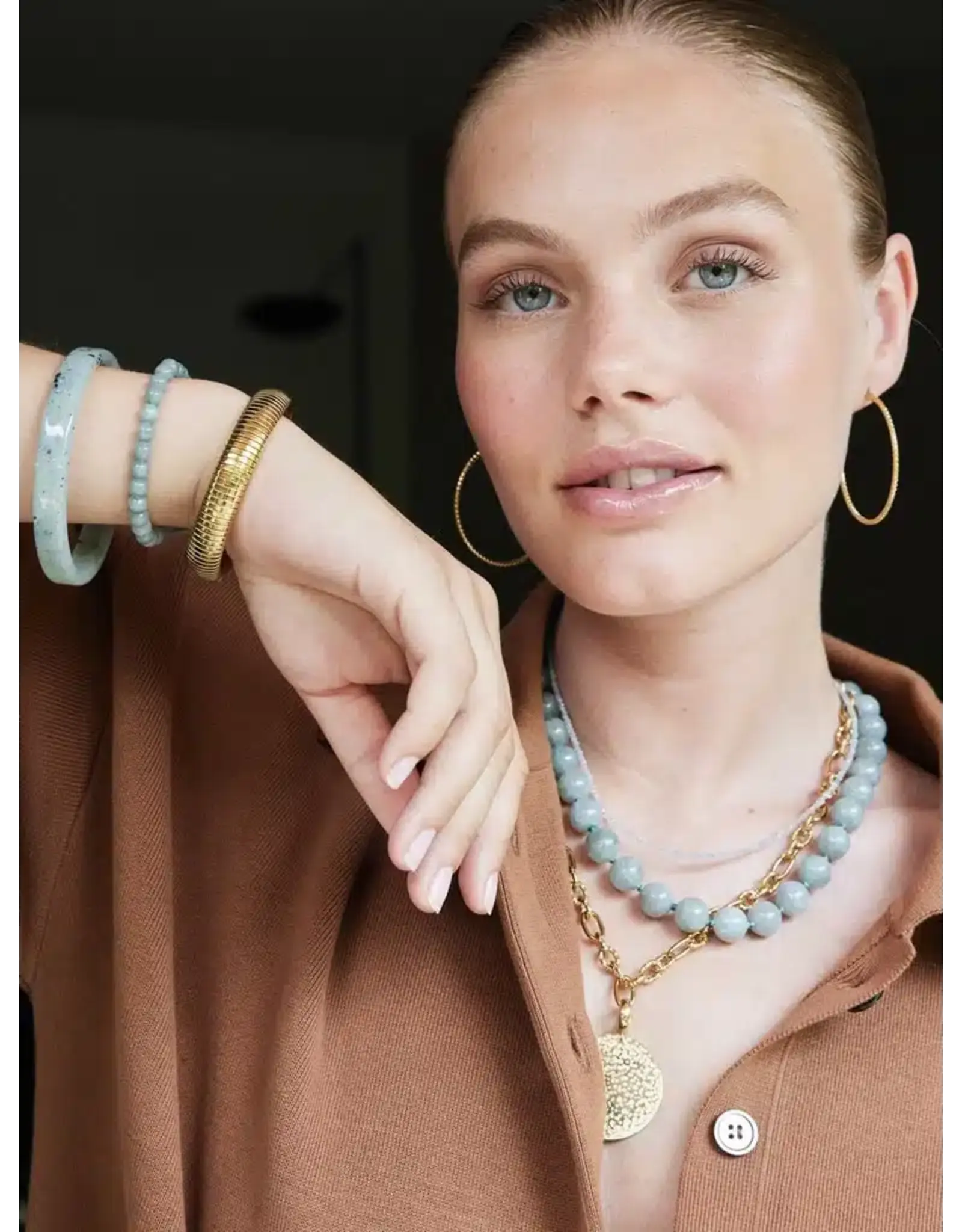 Armband bolletjes zeegroen