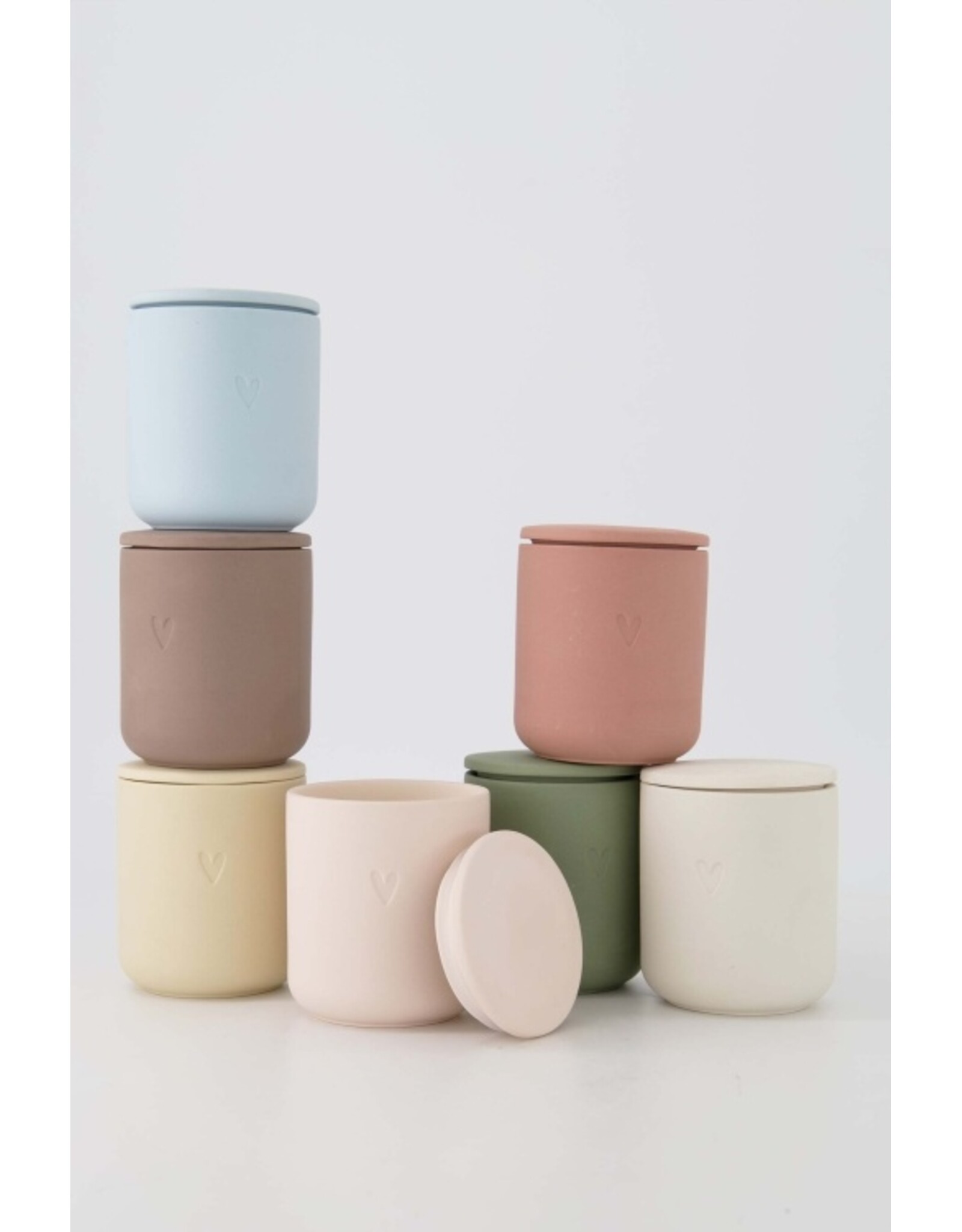 Geurkaars keramiek hartje off white