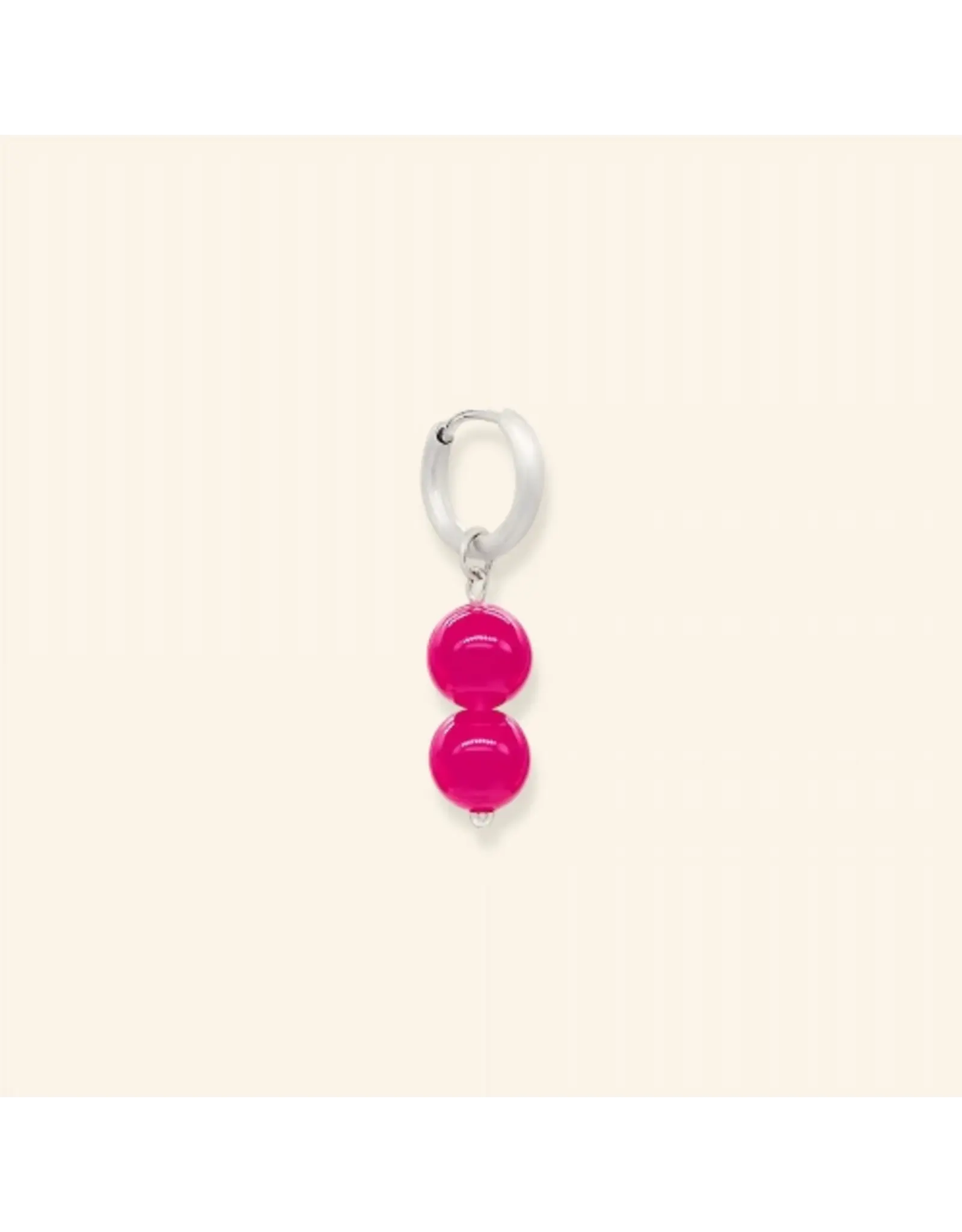 Oorringen Bubble Fuchsia zilver