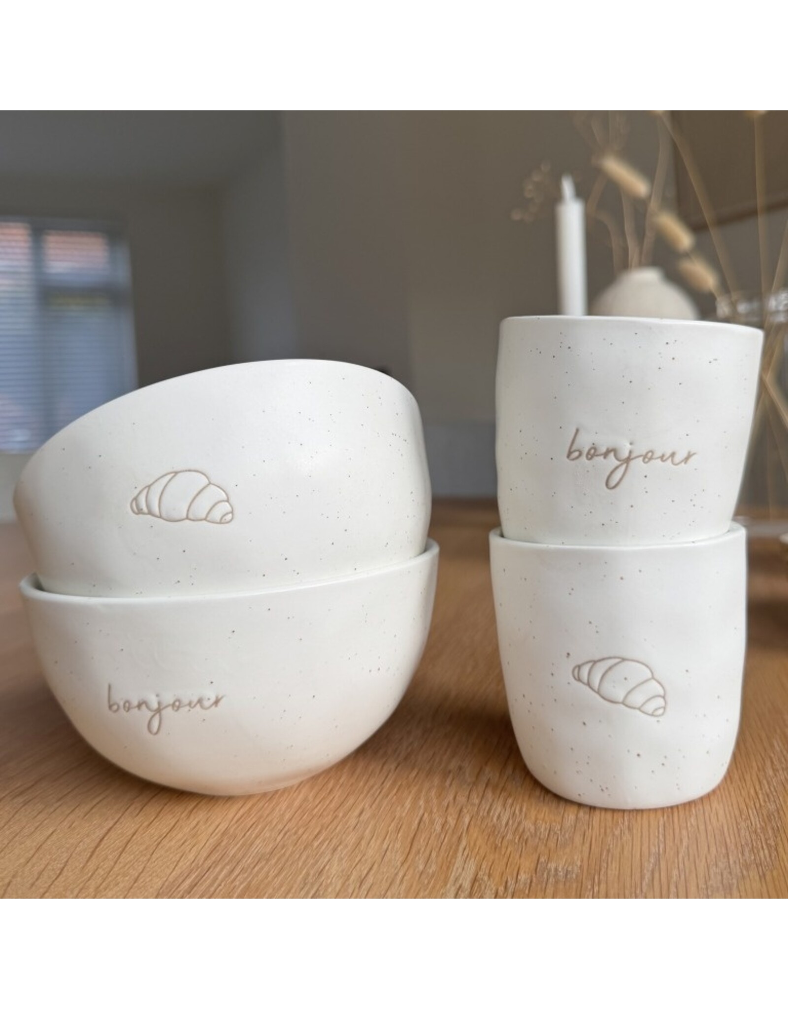 Set tassen Bonjour-croissant