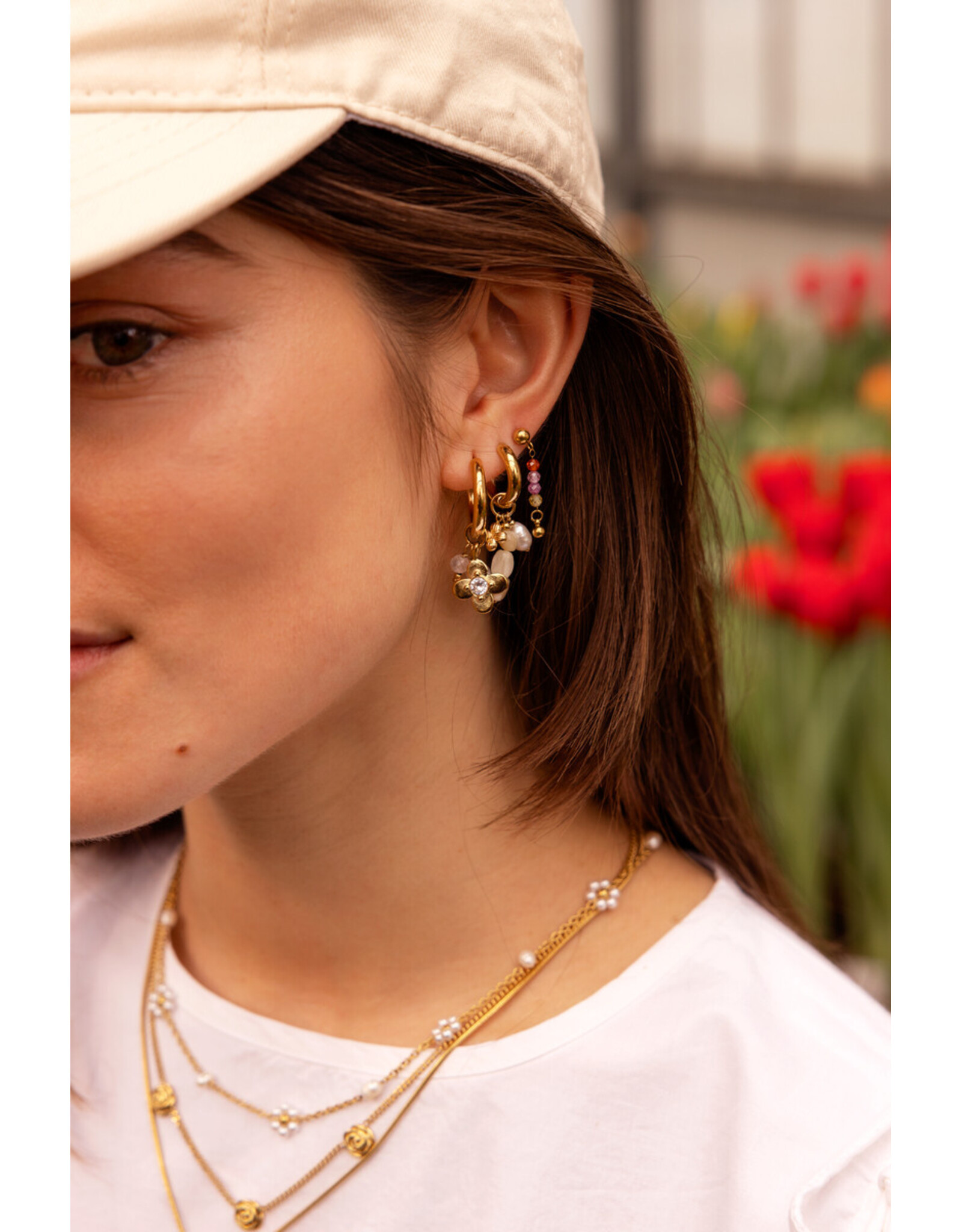 Oorringen botanical strass