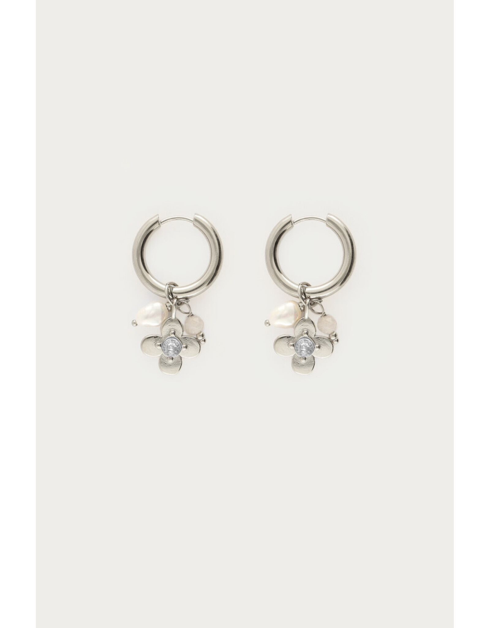 Oorringen botanical strass zilver