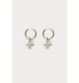 Oorringen botanical strass zilver