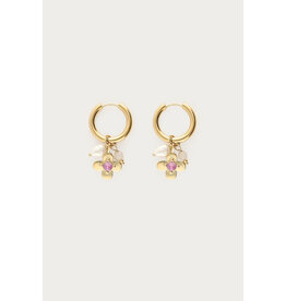 Oorringen botanical strass roze