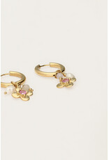 Oorringen botanical strass roze