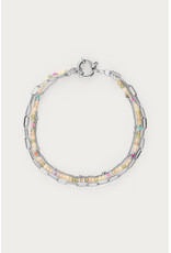 Armband driedubbel lichtgroen zilver