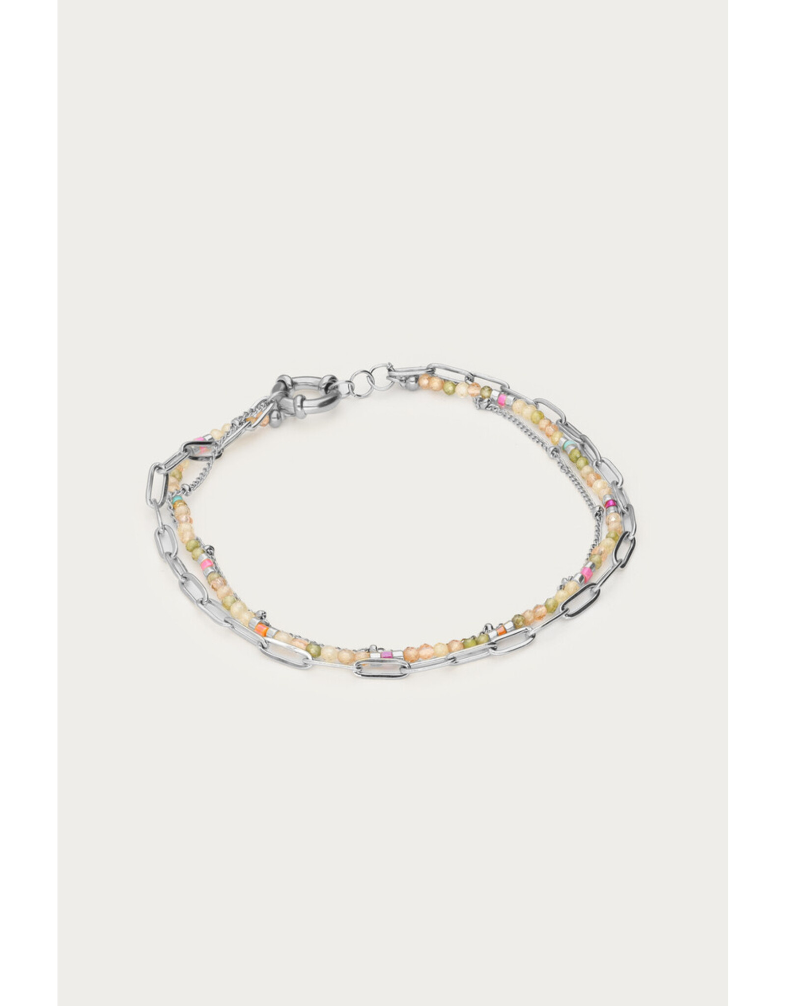 Armband driedubbel lichtgroen zilver