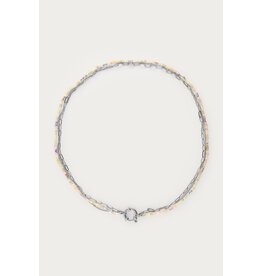 Ketting driedubbel lichtgroen zilver