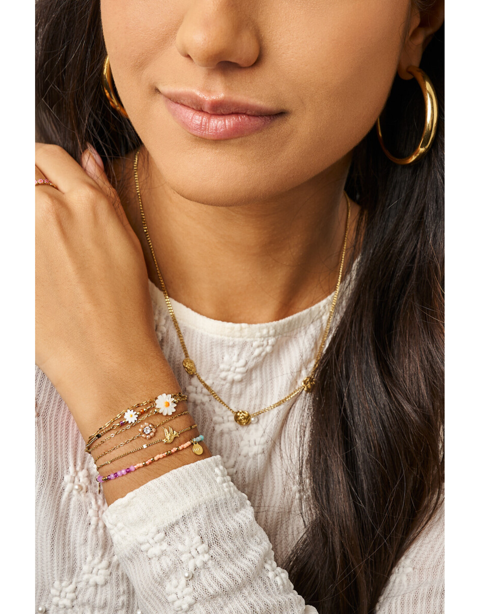 Armband driedubbel bloemen