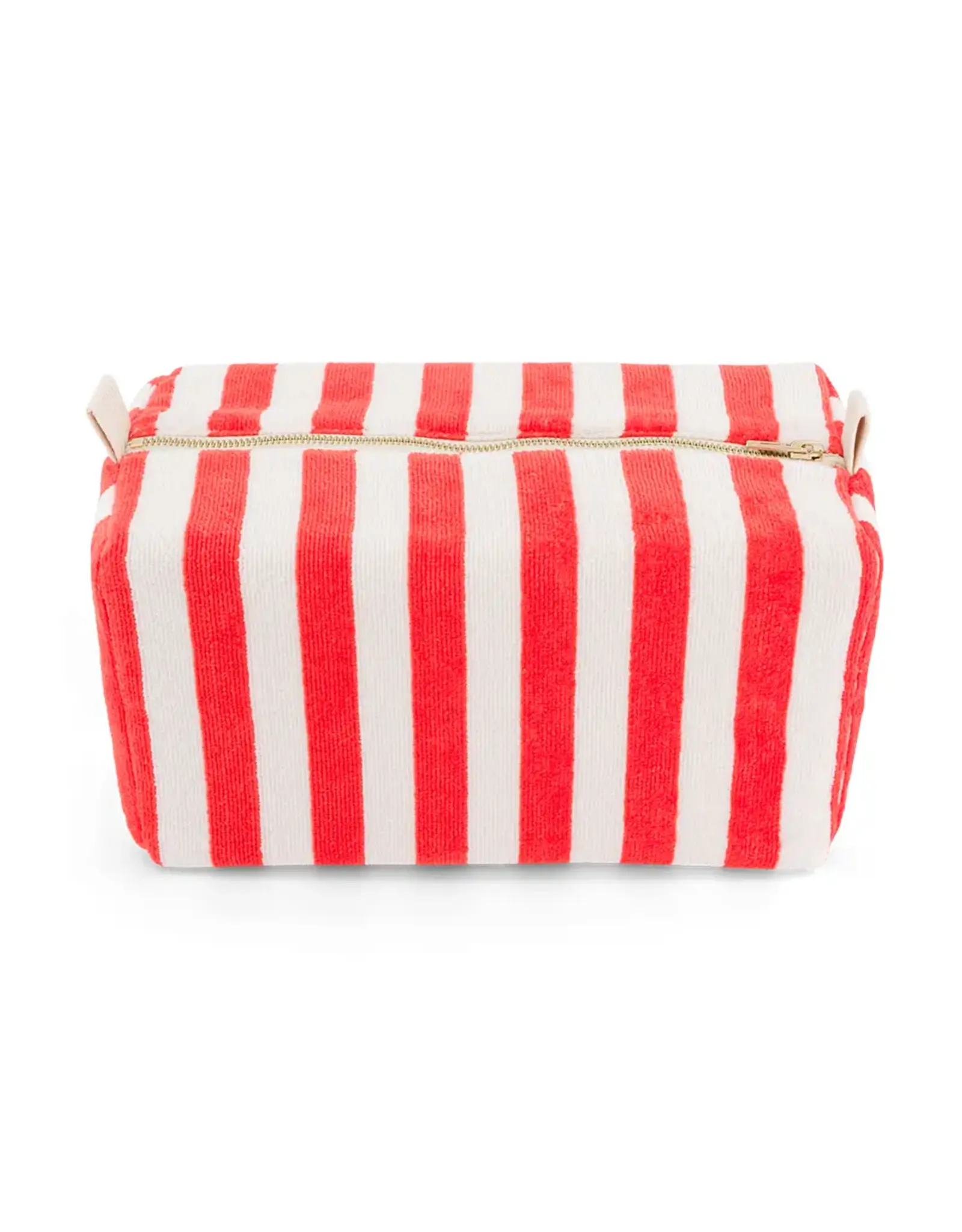 Toilettas badstof strepen rood