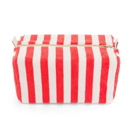 Toilettas badstof strepen rood