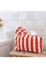 Toilettas badstof strepen rood