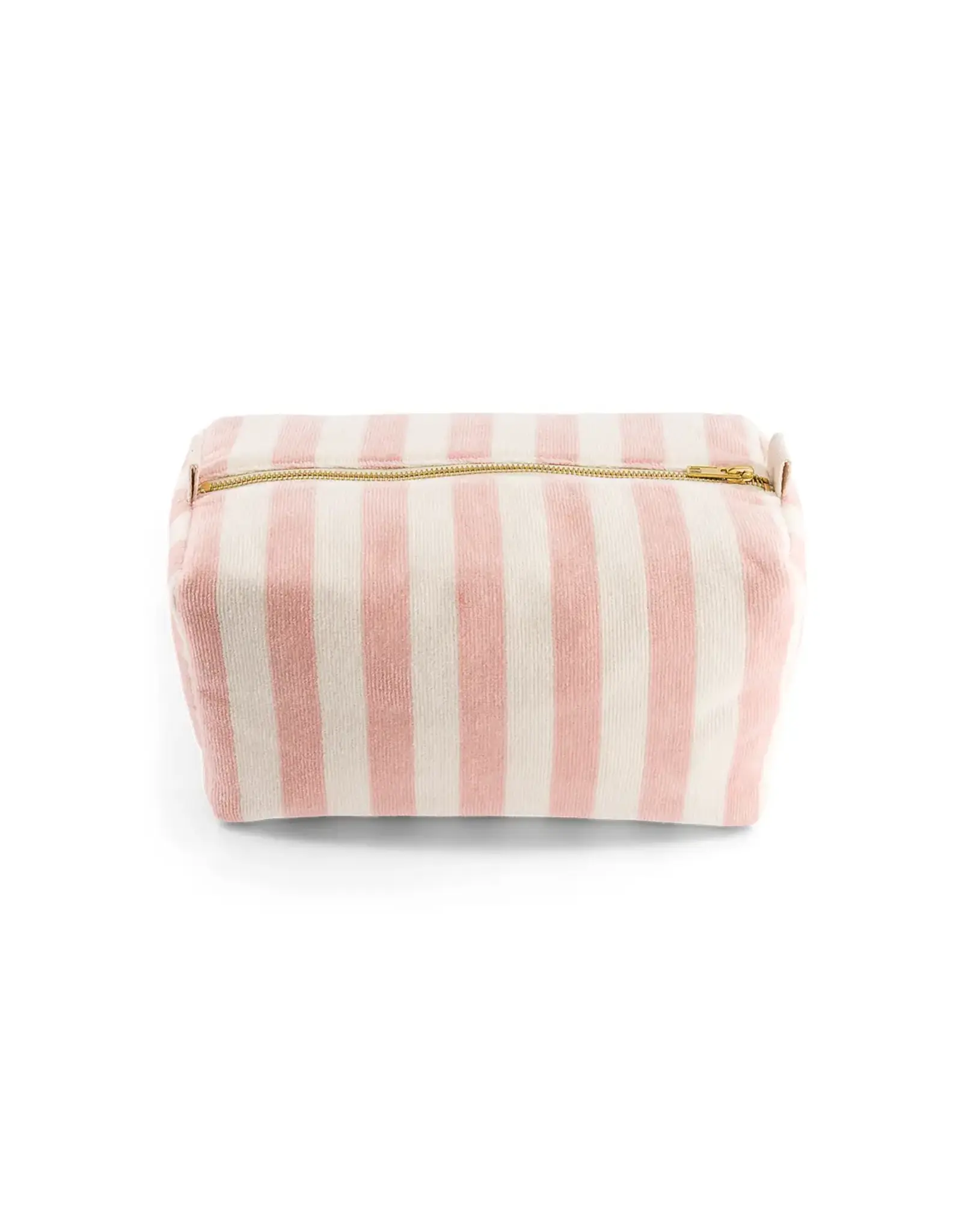 Toilettas badstof strepen roze