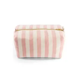 Toilettas badstof strepen roze