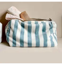 Toilettas badstof strepen blauw