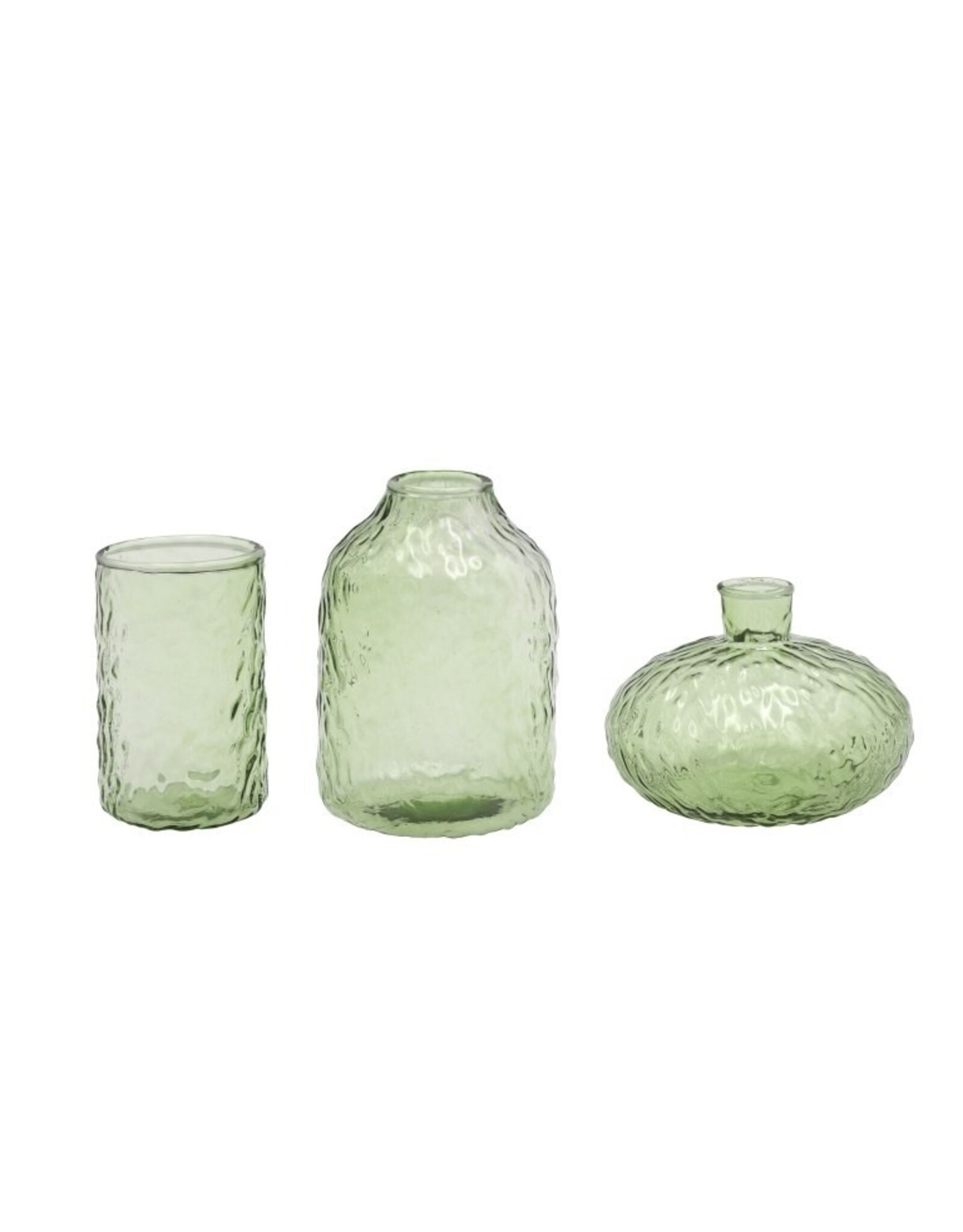 Set 3 vaasjes glas groen