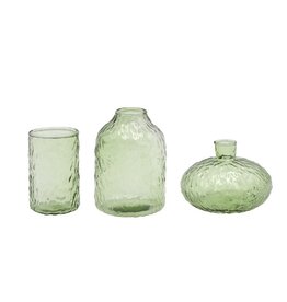 Set 3 vaasjes glas groen
