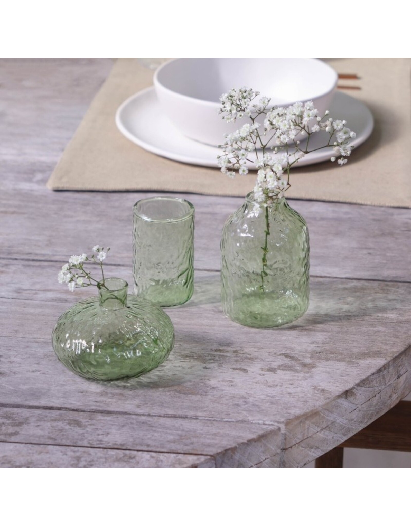 Set 3 vaasjes glas groen