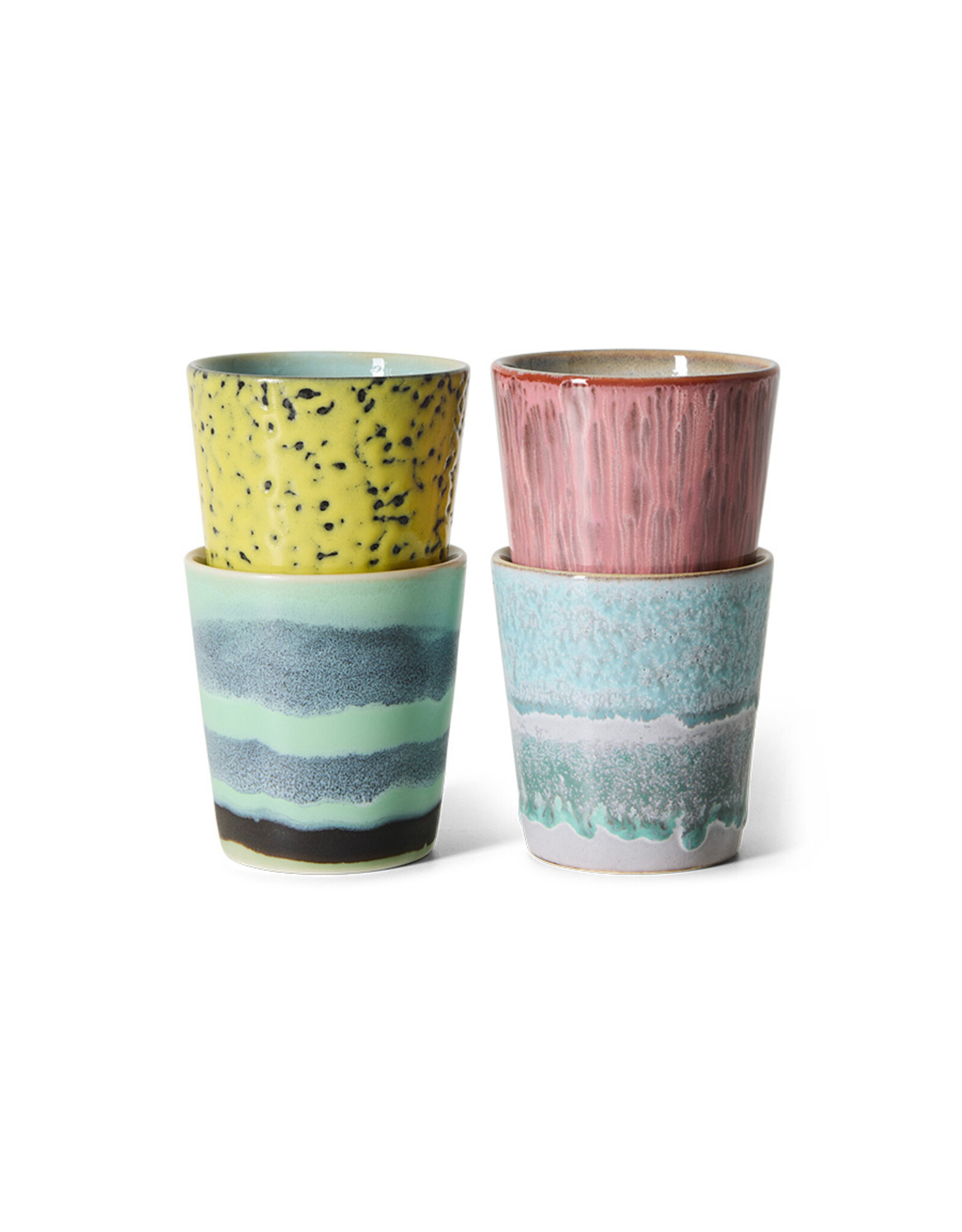 Set 4 Coffee mugs artistic