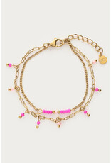 Armband kralen fuchsia dubbel