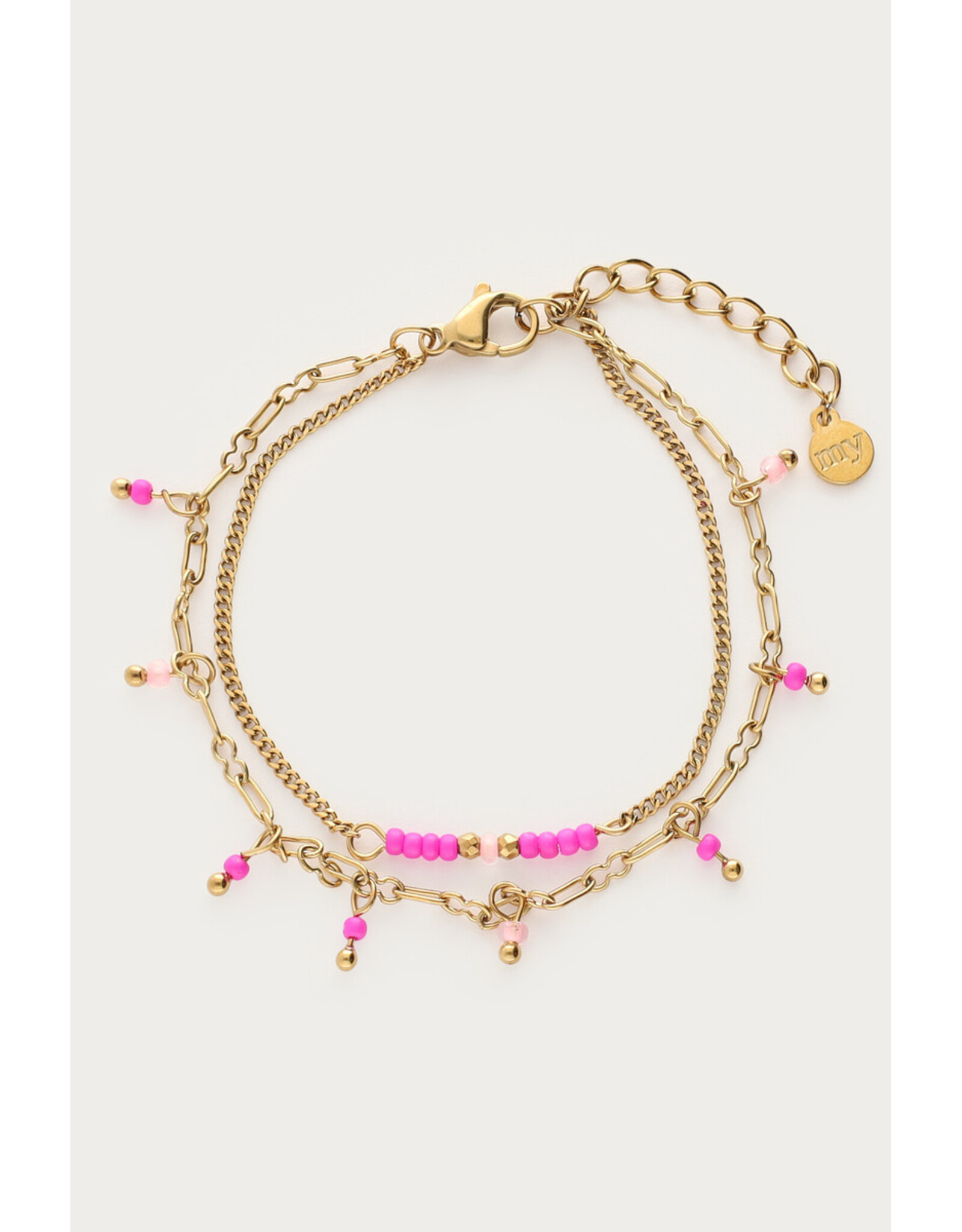 Armband kralen fuchsia dubbel
