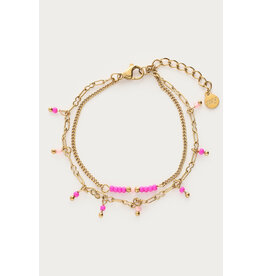 Armband kralen fuchsia dubbel