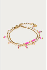 Armband kralen fuchsia dubbel