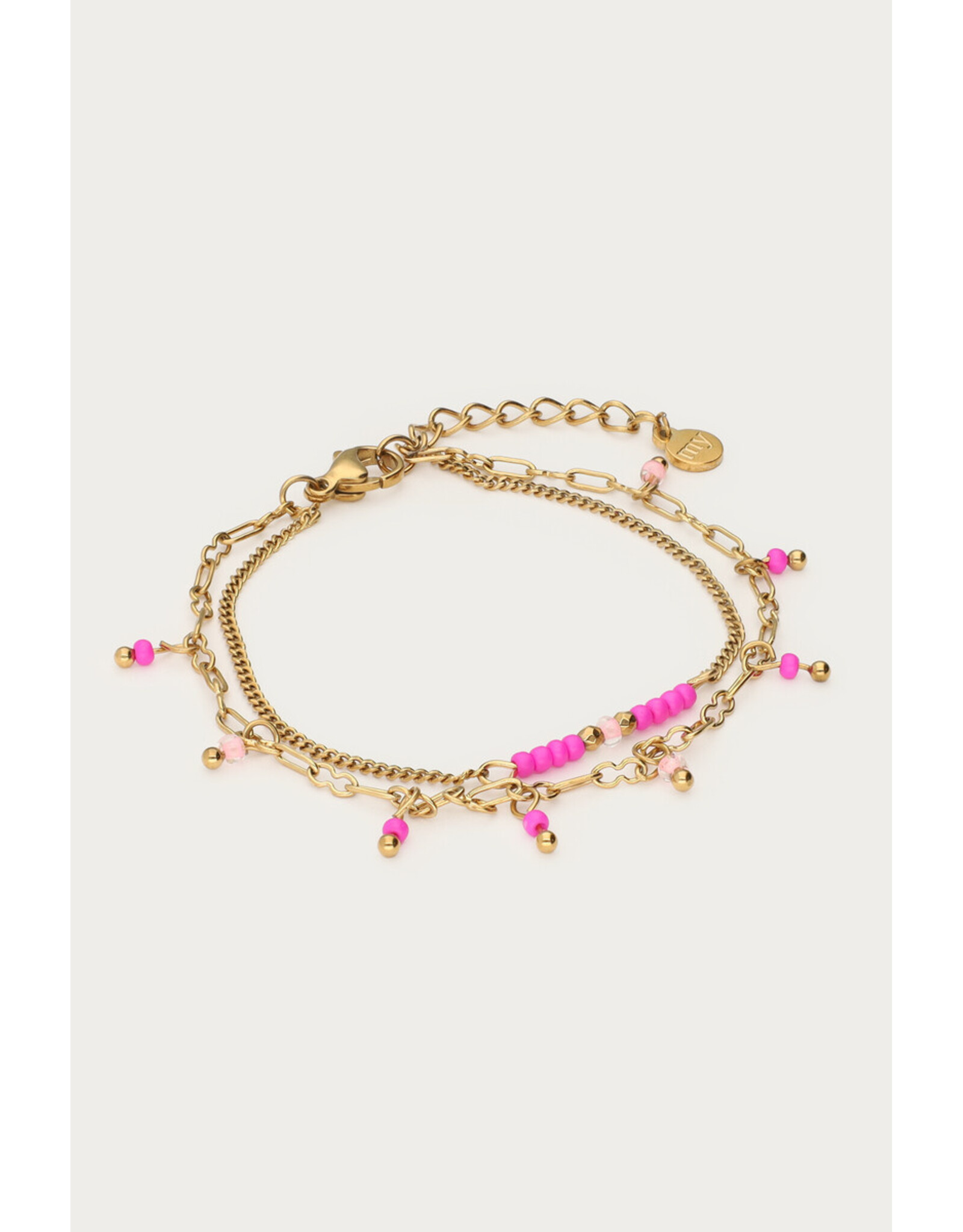 Armband kralen fuchsia dubbel