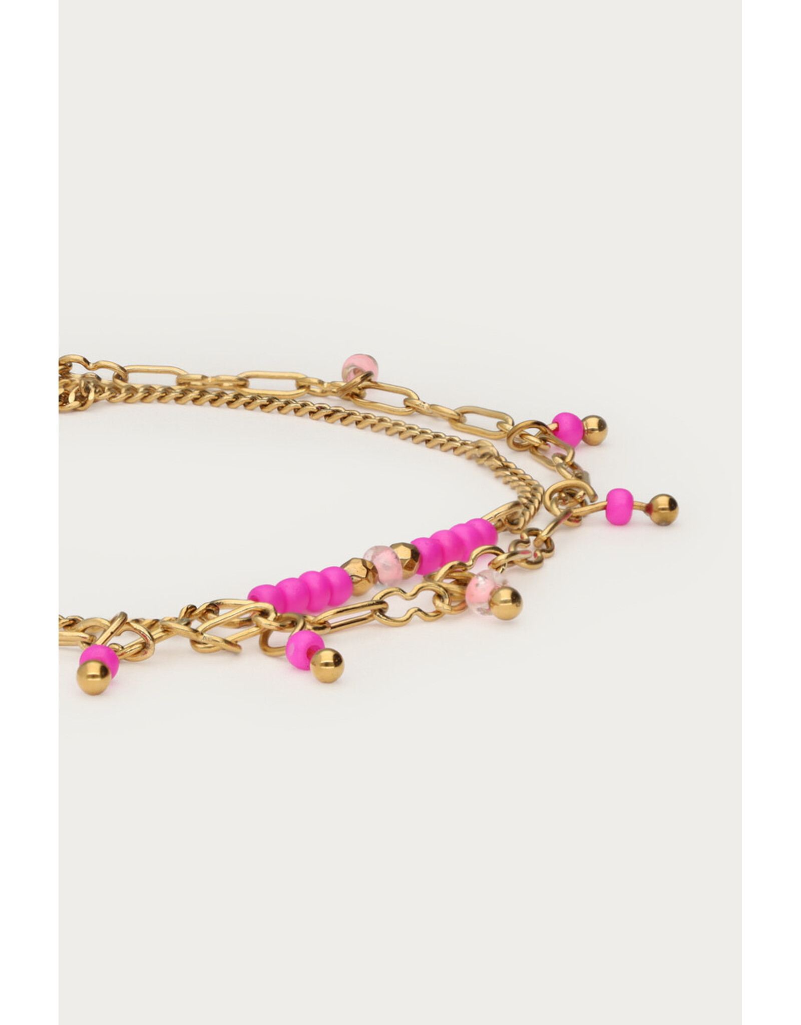 Armband kralen fuchsia dubbel