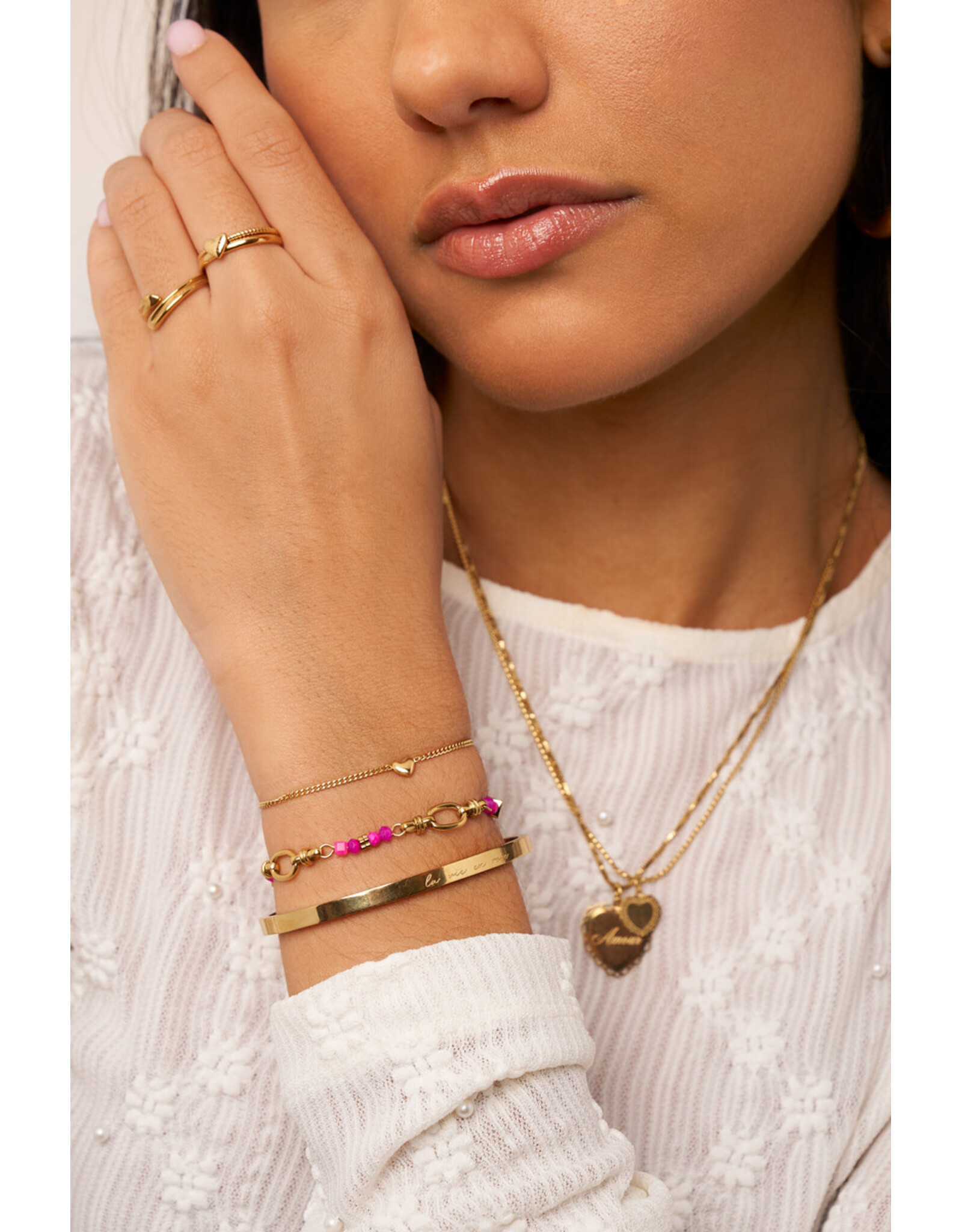 Armband kralen fuchsia