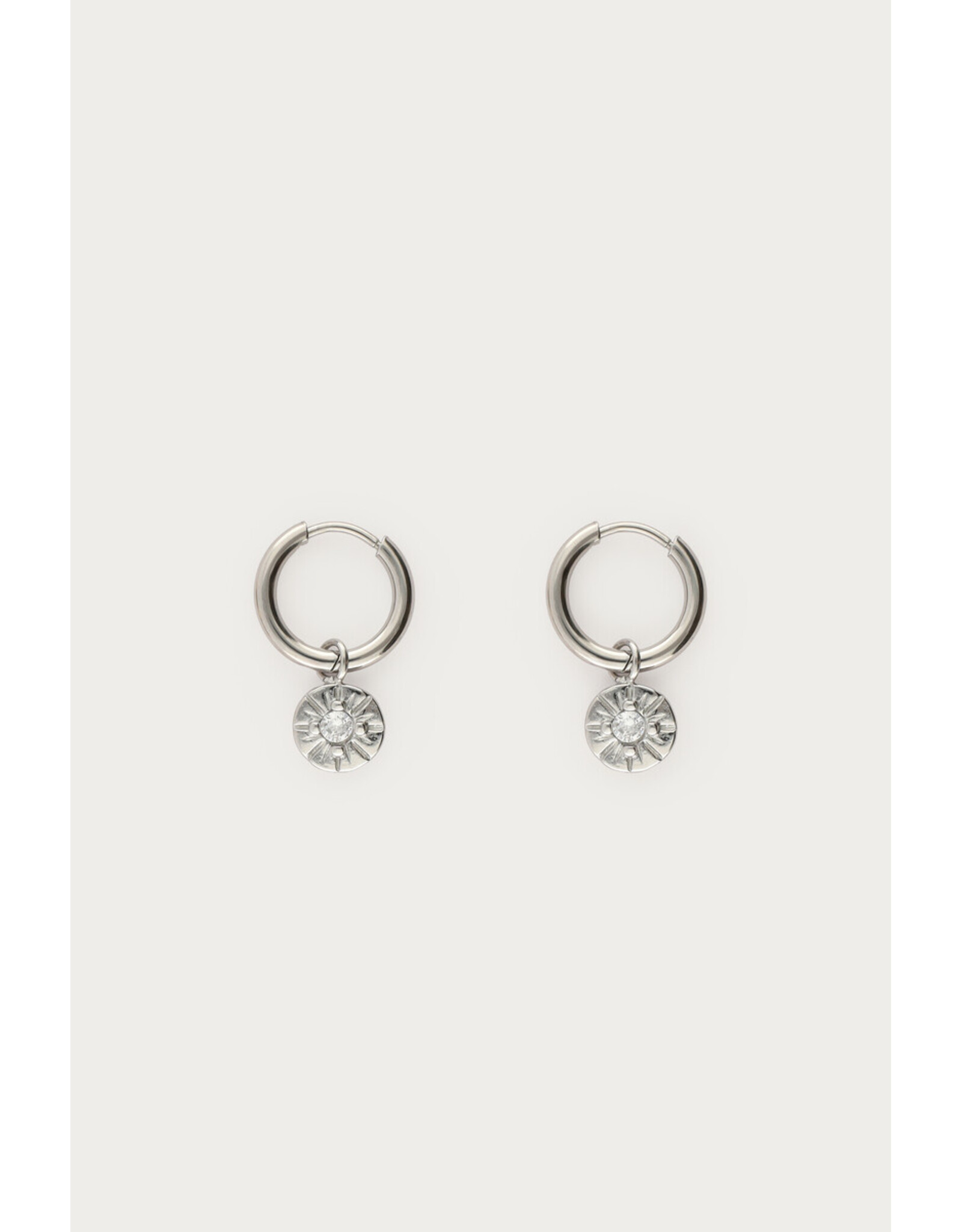Oorringen cirkel strass zilver