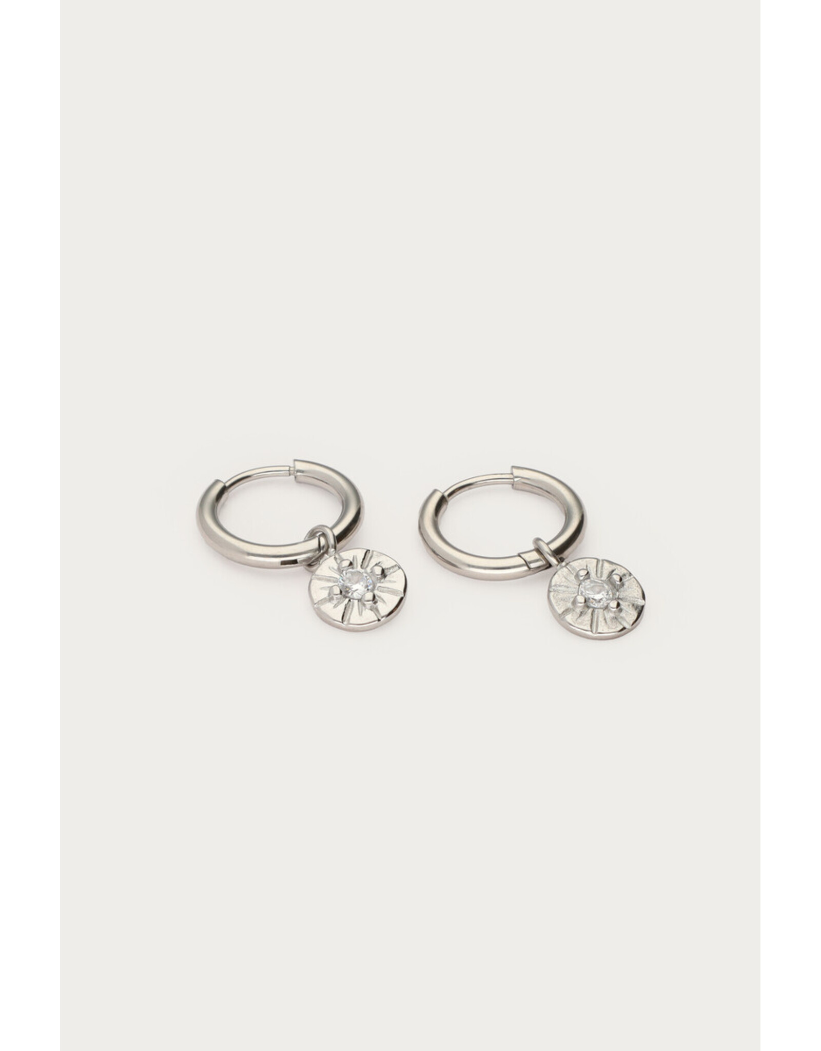 Oorringen cirkel strass zilver