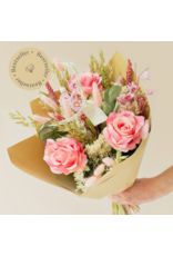 Boeket Mix roze Droogbloemen + zijdebloemen