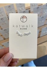 Oorstekers trio bloemen rij zilver