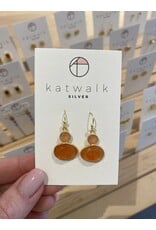 Oorhangers gemstones peach goud