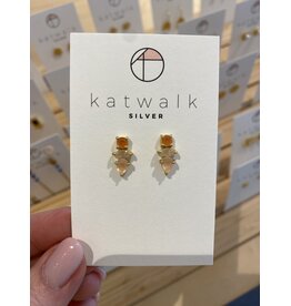 Oorstekers gemstones peach goud
