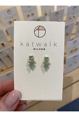 Oorstekers gemstones aqua goud