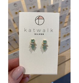 Oorstekers gemstones aqua goud