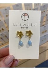 Oorstekers bloem aqua goud