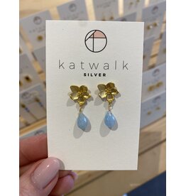 Oorstekers bloem aqua goud