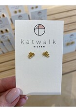 Oorstekers trio bloemen goud