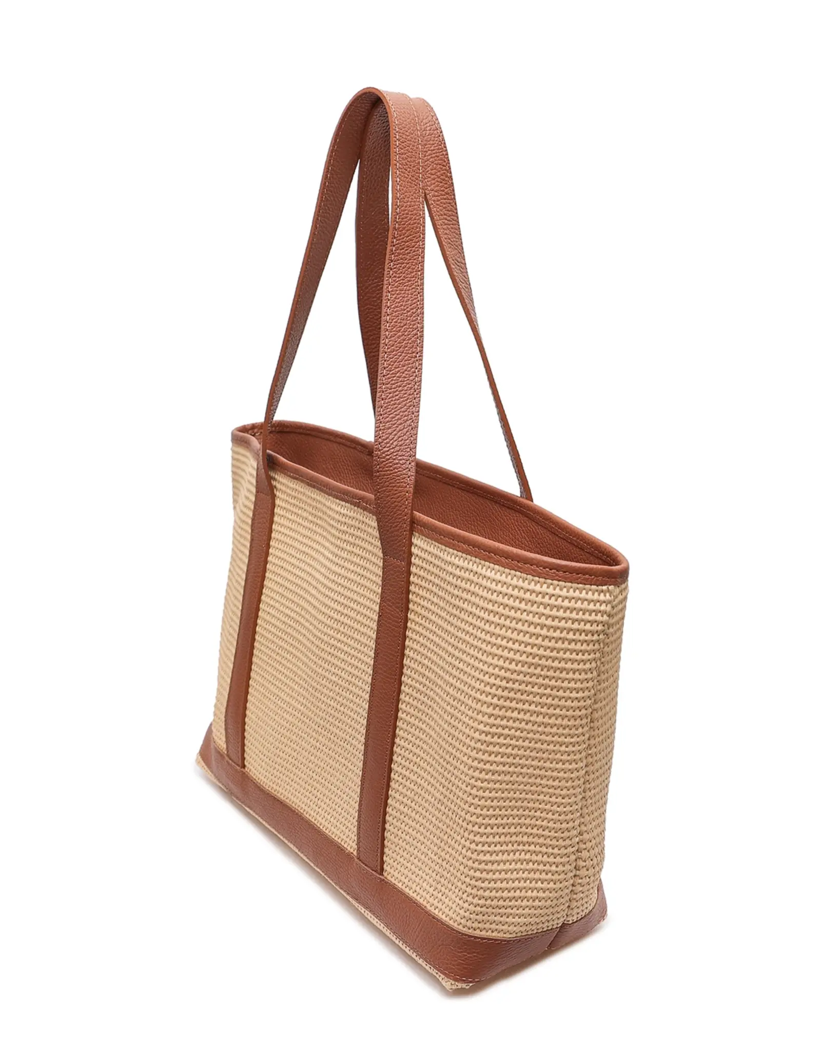 Shopper raffia cognac