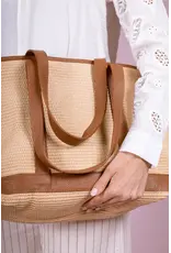 Shopper raffia cognac