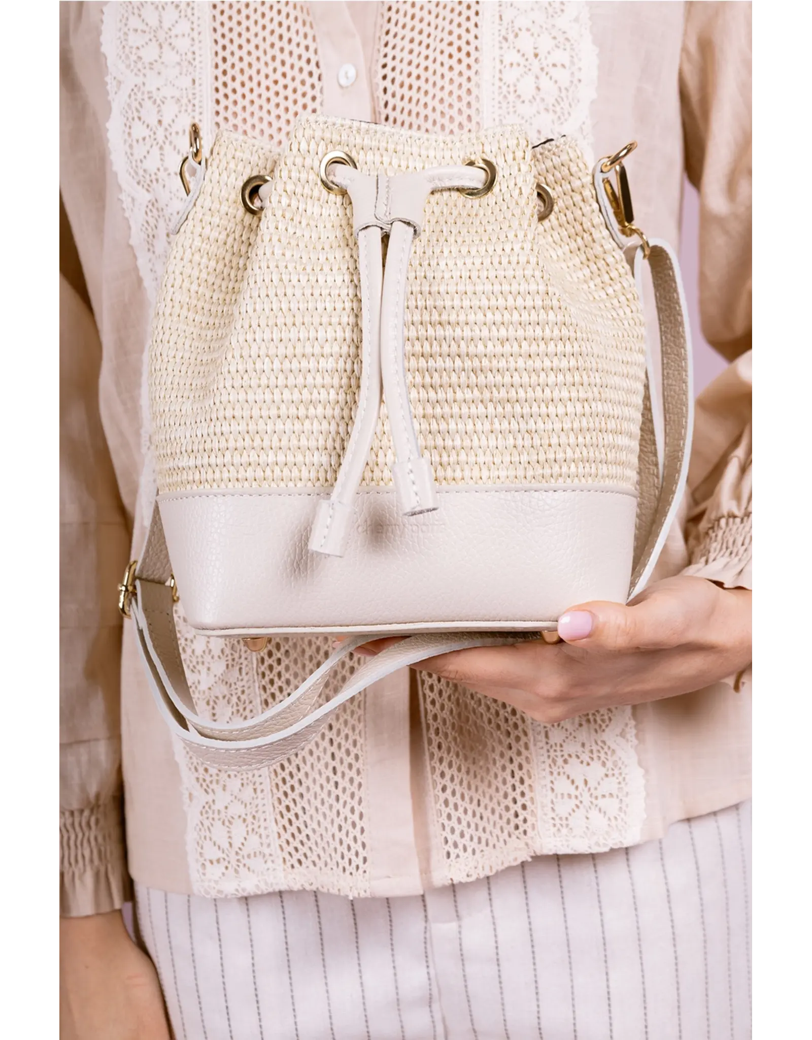 Tas raffia beige