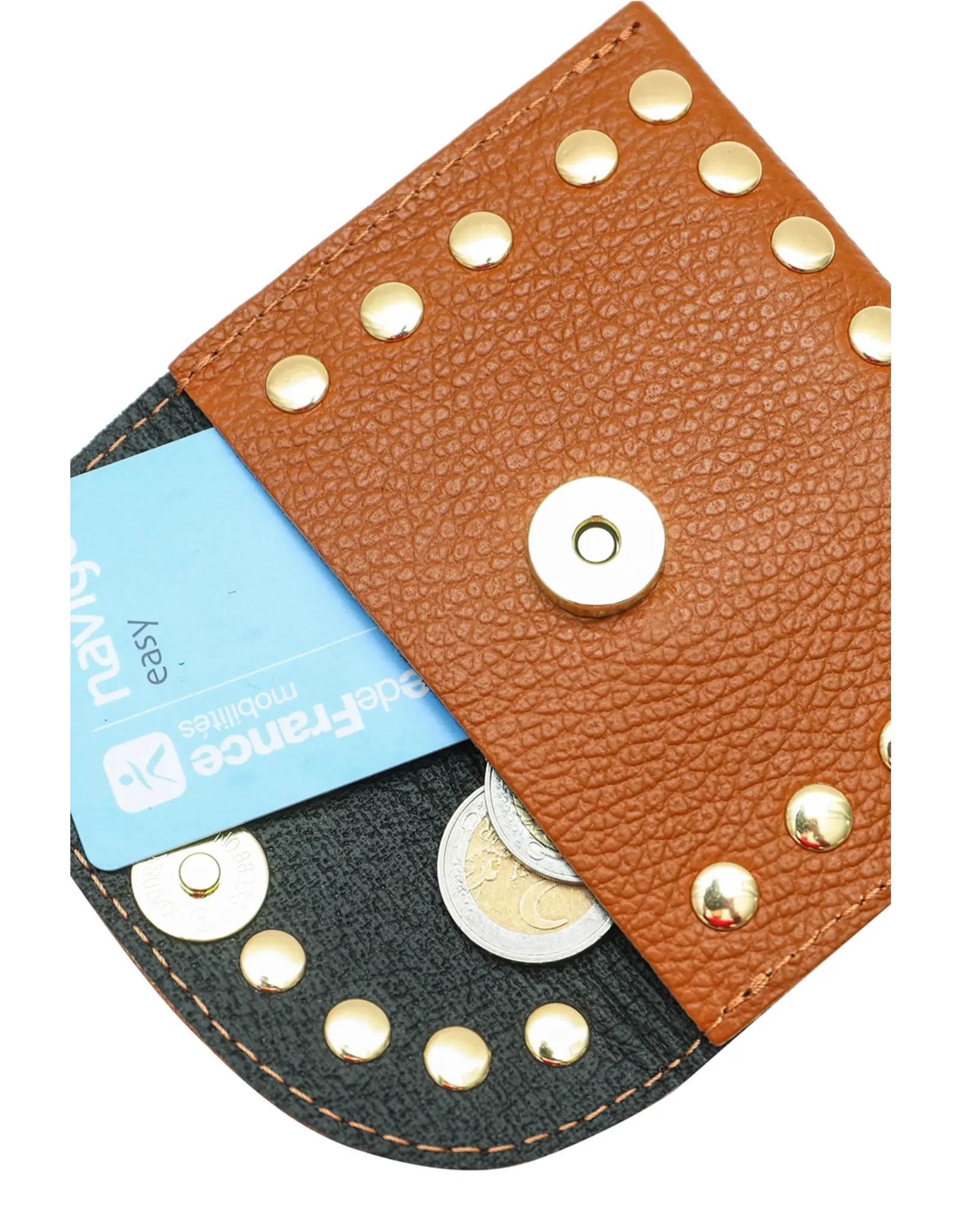 Portemonnee studs cognac