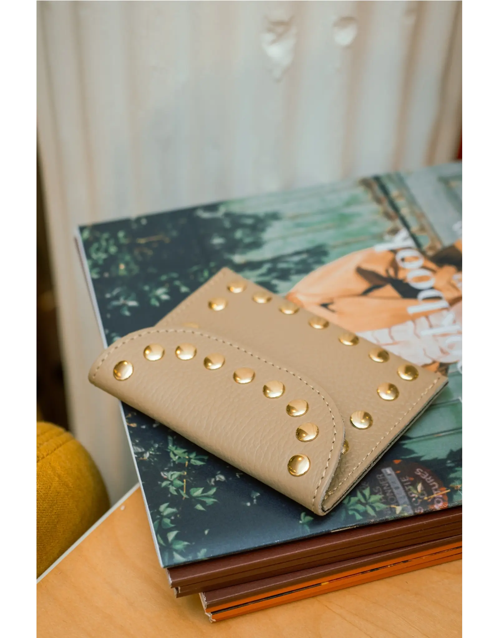 Portemonnee studs beige