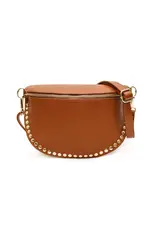 Crossbody studs cognac