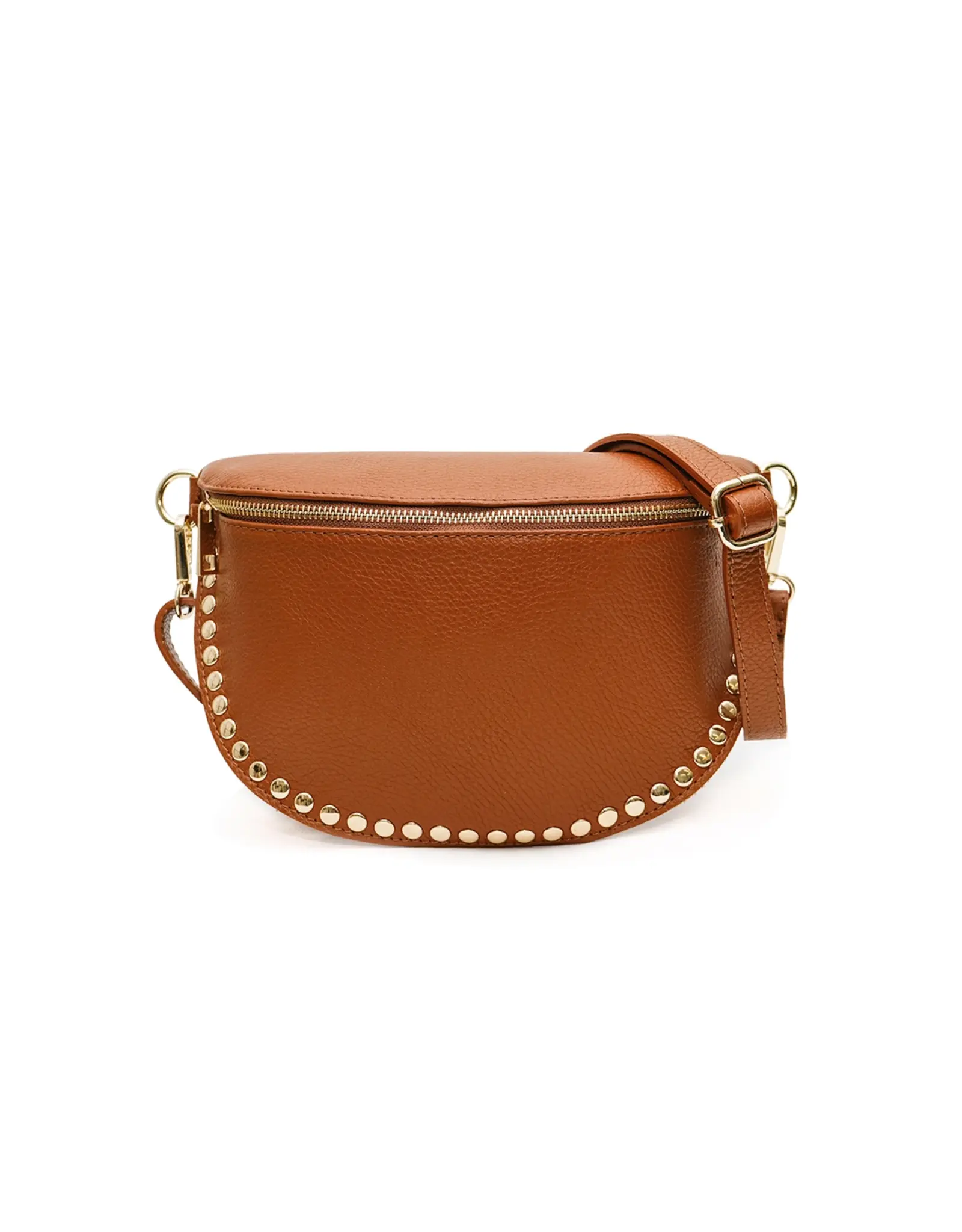 Crossbody studs cognac