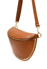 Crossbody studs cognac